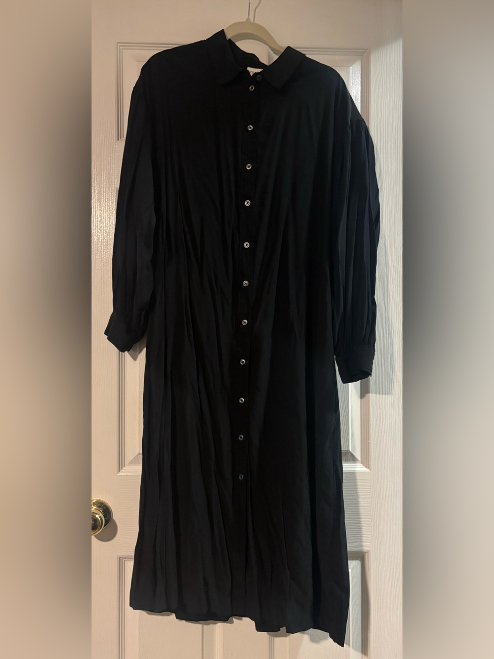 Prologue Black Long Button-Down Shirt Dress